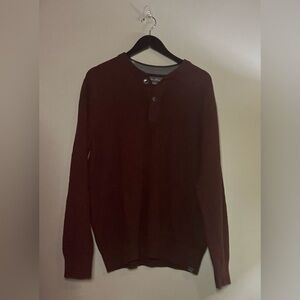 Eddie Bauer two button pullover sweater 100% cotton rust/burgundy Size Large